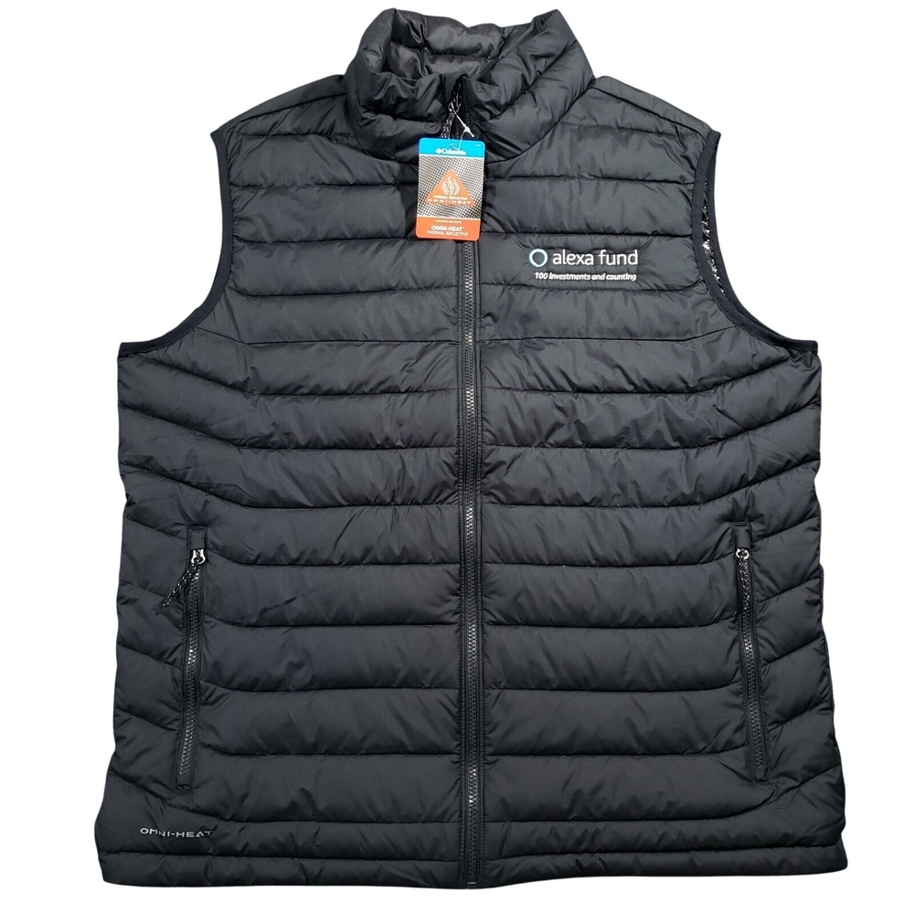 Columbia Powder Lite Vest Mens XL Black Omni-Heat Puffer Alexa Fund Logo C2012MO - Picture 1 of 12